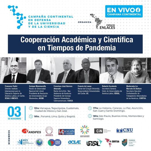 Invitamos a participar de este importante Conversatorio «COOPERACION ACADÉMICA Y CIENTÍFICA EN ÉPOCAS DE PANDEMIA».